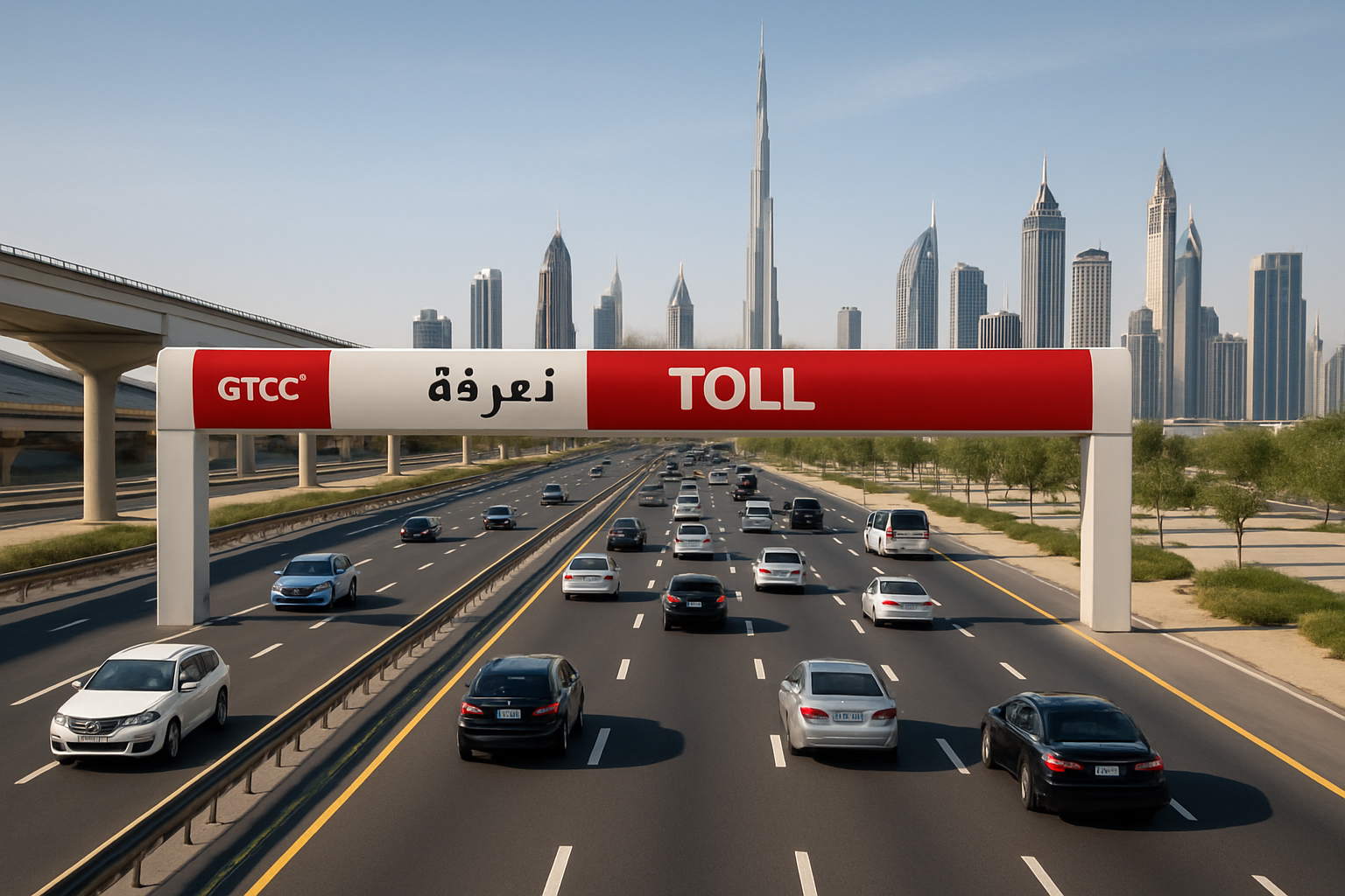 Smooth traffic flow on a paid road in Dubai